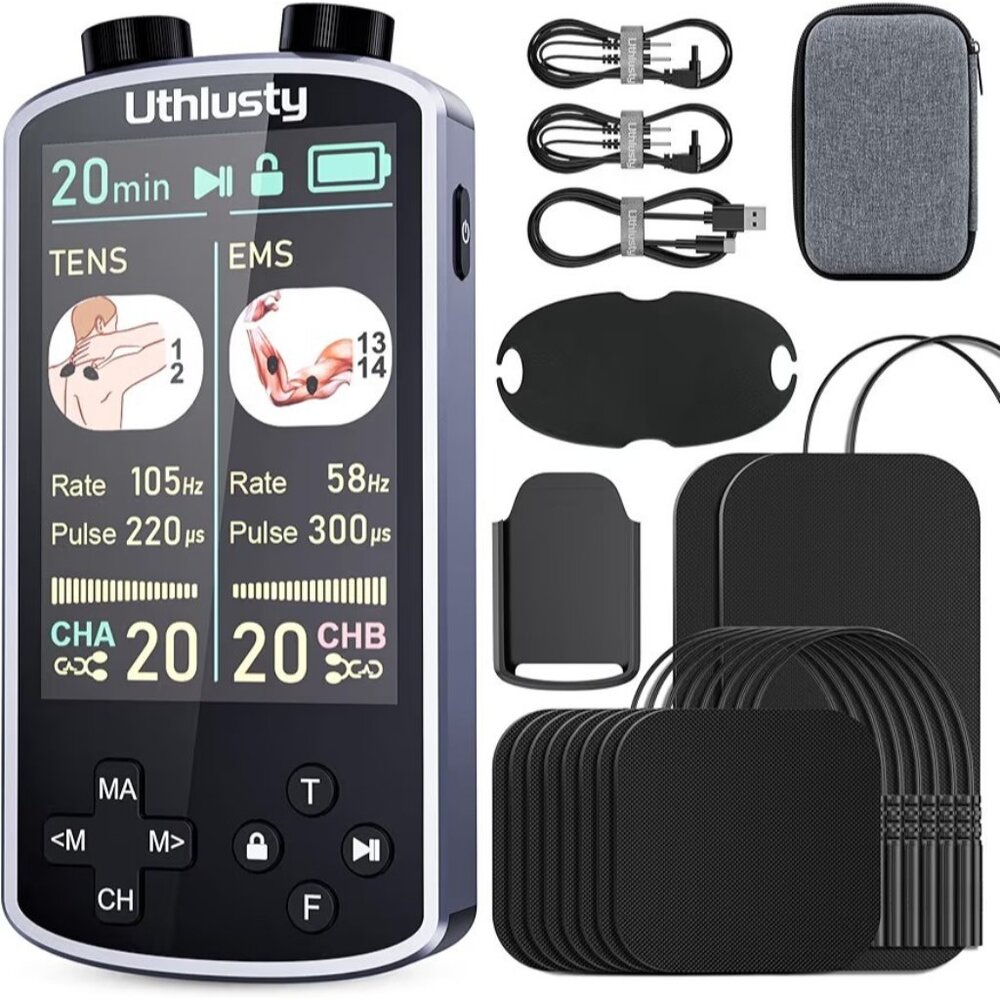 TENS Unit Muscle Stimulator for Pain Relief Therapy, Dual Channel TENS & EMS Mac